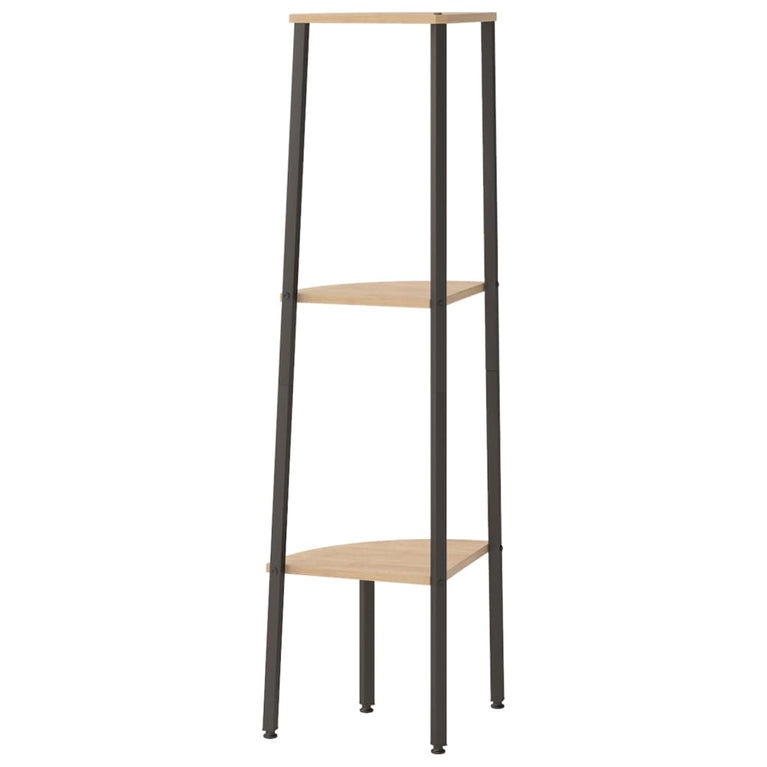 Hoekkastje met 3 schappen 45,5x31,5x120 cm lichtbruin en zwart MeubelReus