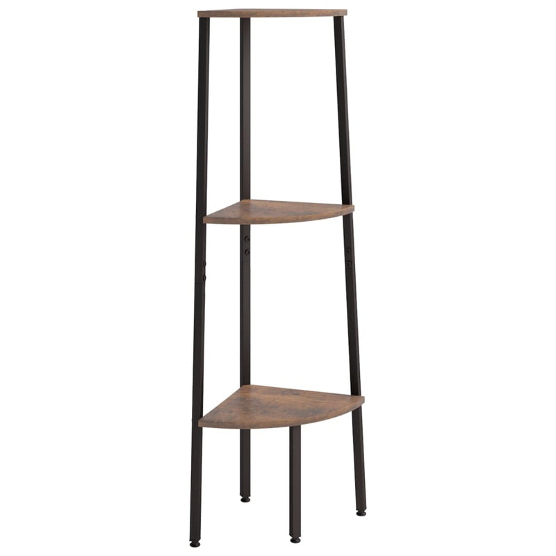 Hoekkastje met 3 schappen 45,5x31,5x120 cm donkerbruin en zwart