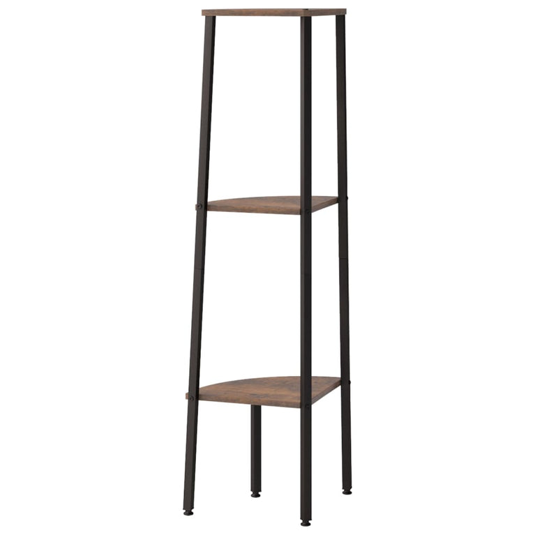 Hoekkastje met 3 schappen 45,5x31,5x120 cm donkerbruin en zwart