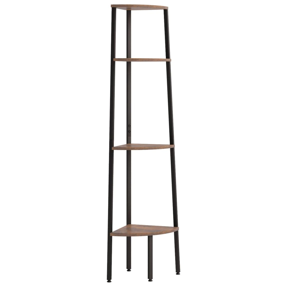 Hoekkastje met 4 schappen 45,5x31,5x150 cm donkerbruin en zwart MeubelReus