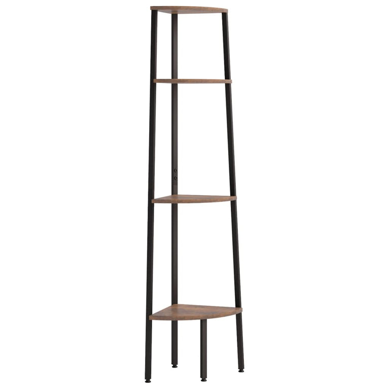 Hoekkastje met 4 schappen 45,5x31,5x150 cm donkerbruin en zwart MeubelReus