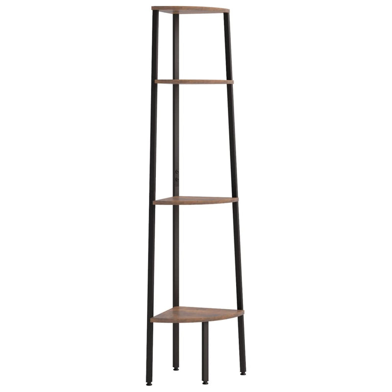 Hoekkastje met 4 schappen 45,5x31,5x150 cm donkerbruin en zwart MeubelReus