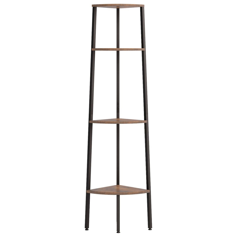 Hoekkastje met 4 schappen 45,5x31,5x150 cm donkerbruin en zwart MeubelReus