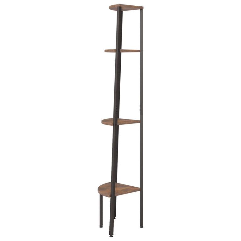 Hoekkastje met 4 schappen 45,5x31,5x150 cm donkerbruin en zwart MeubelReus