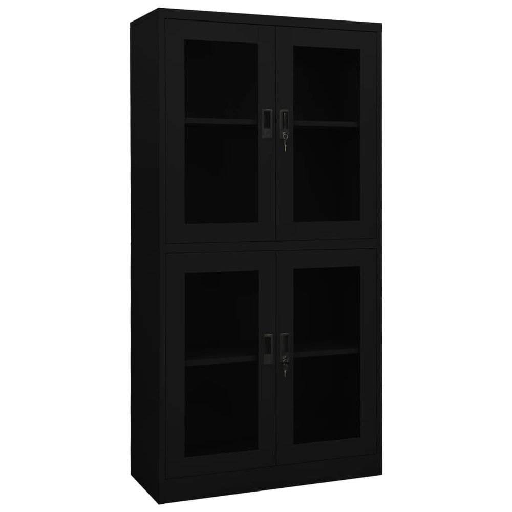 Kantoorkast 90x40x180 cm staal en gehard glas zwart MeubelReus