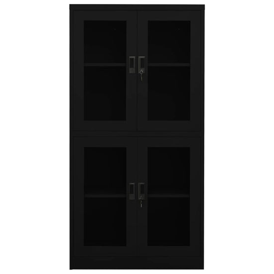 Kantoorkast 90x40x180 cm staal en gehard glas zwart MeubelReus