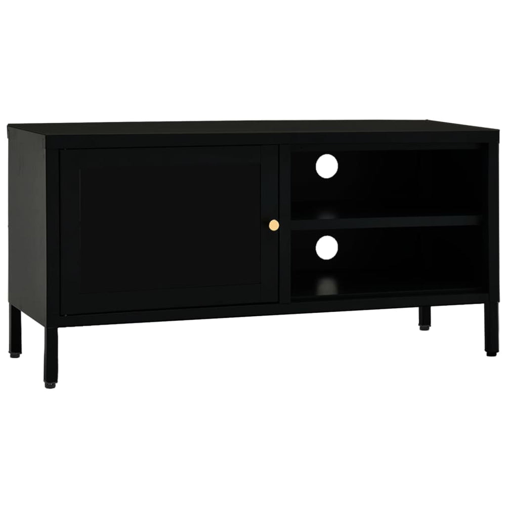 Tv-meubel 90x30x44 cm staal en glas zwart MeubelReus