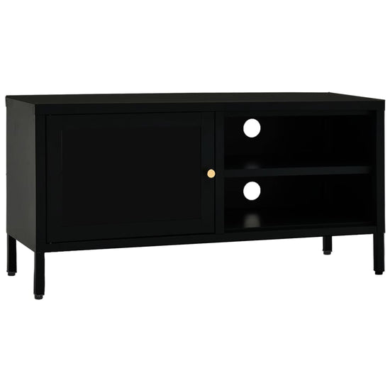 Tv-meubel 90x30x44 cm staal en glas zwart MeubelReus