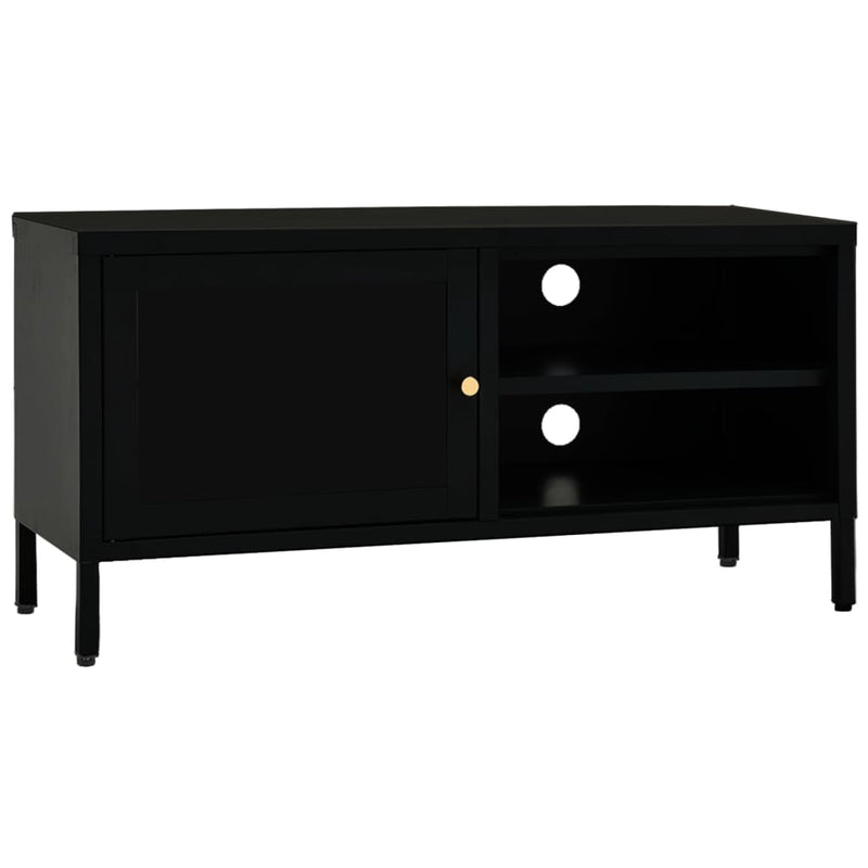 Tv-meubel 90x30x44 cm staal en glas zwart MeubelReus