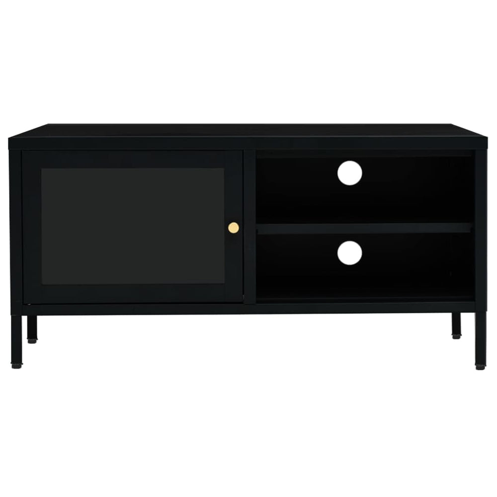Tv-meubel 90x30x44 cm staal en glas zwart MeubelReus
