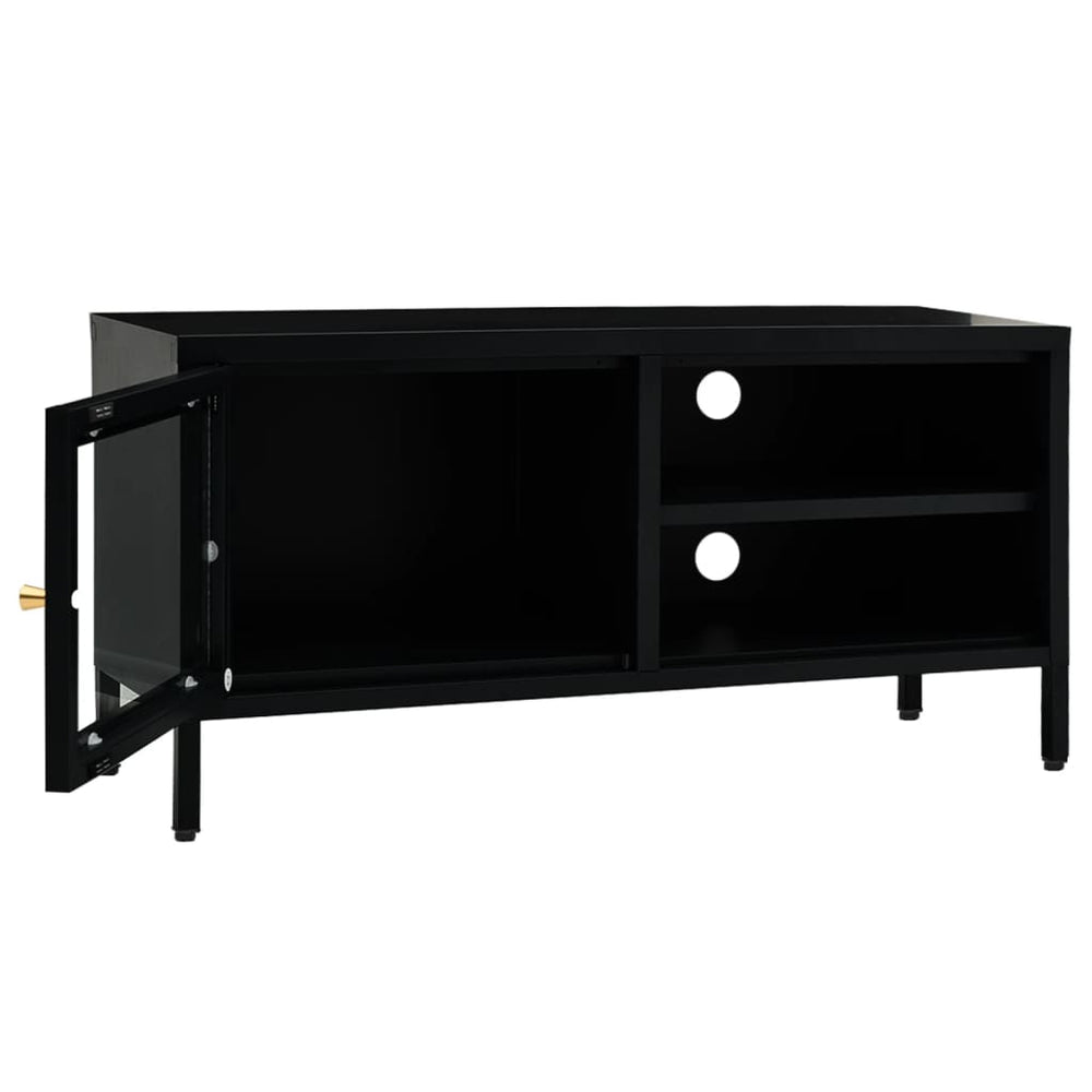 Tv-meubel 90x30x44 cm staal en glas zwart MeubelReus
