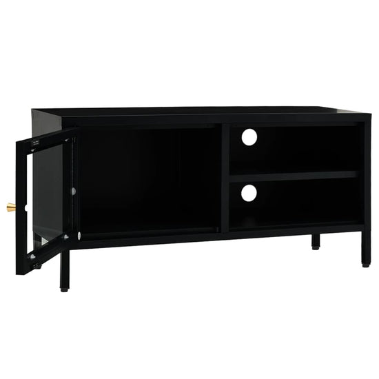 Tv-meubel 90x30x44 cm staal en glas zwart MeubelReus