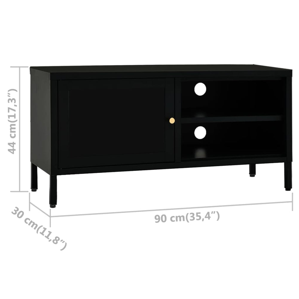 Tv-meubel 90x30x44 cm staal en glas zwart MeubelReus
