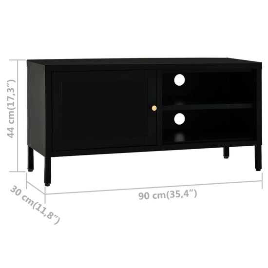 Tv-meubel 90x30x44 cm staal en glas zwart MeubelReus