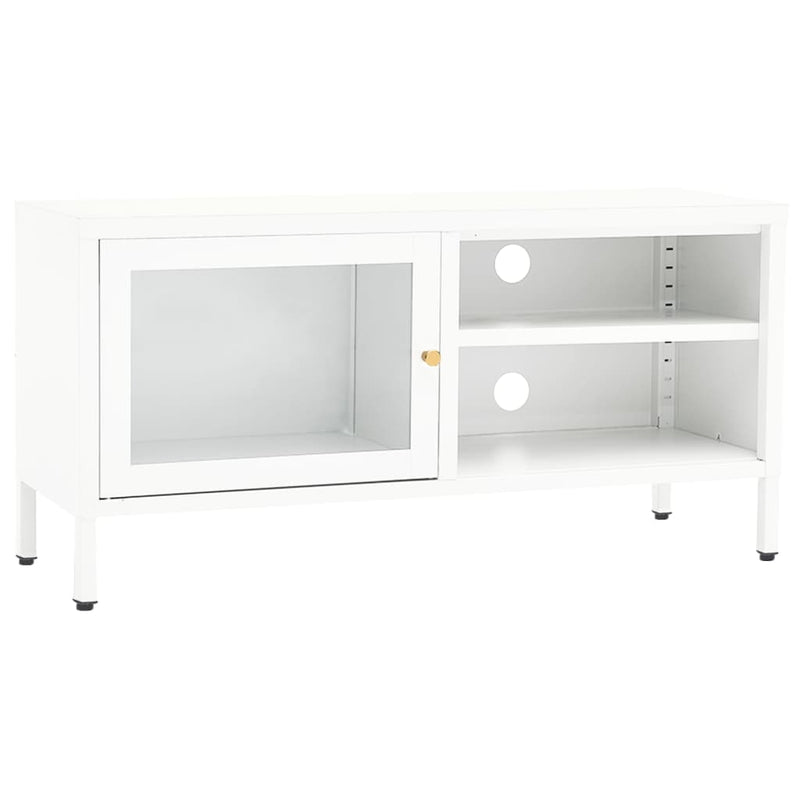 Tv-meubel 90x30x44 cm staal en glas wit MeubelReus