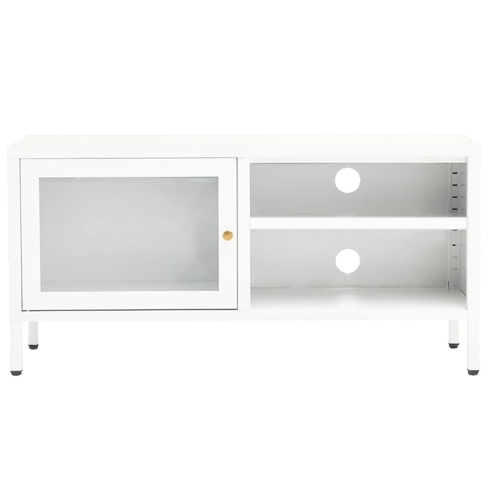 Tv-meubel 90x30x44 cm staal en glas wit MeubelReus