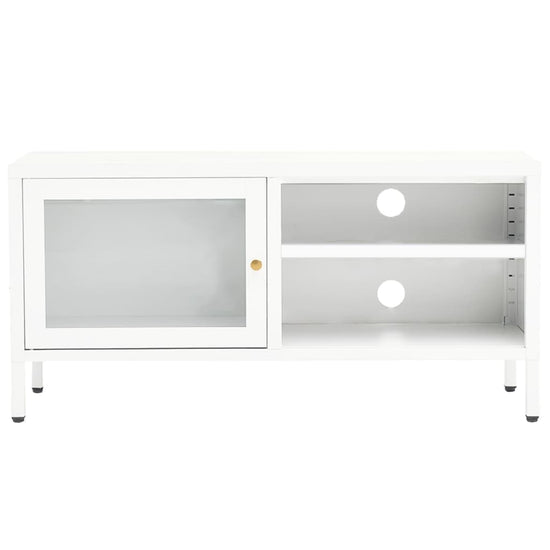 Tv-meubel 90x30x44 cm staal en glas wit MeubelReus