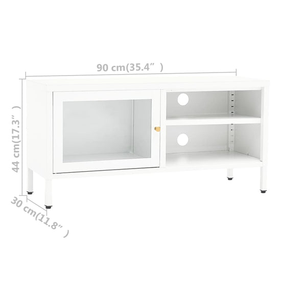 Tv-meubel 90x30x44 cm staal en glas wit MeubelReus