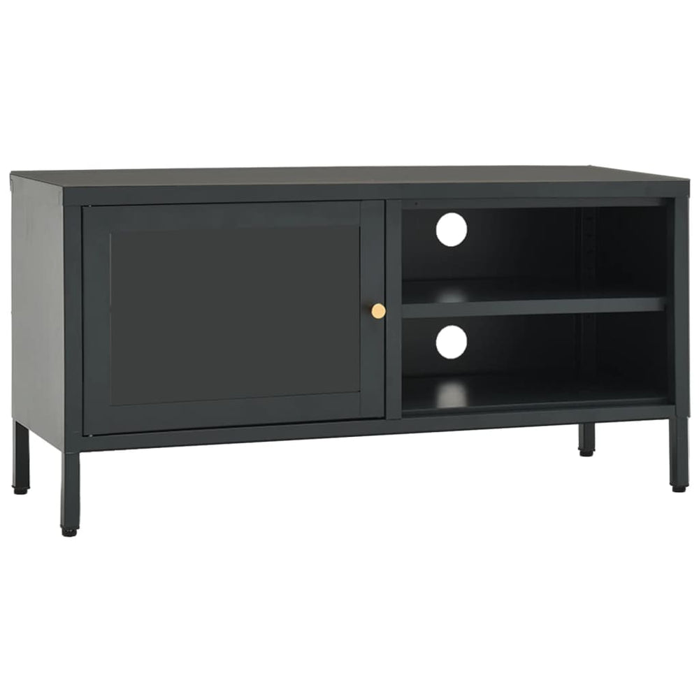 Tv-meubel 90x30x44 cm staal en glas antracietkleurig MeubelReus
