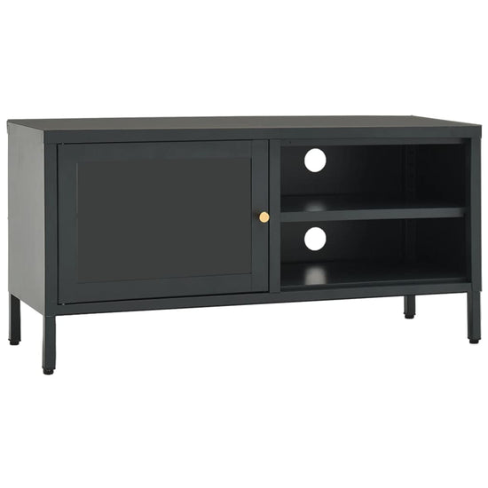 Tv-meubel 90x30x44 cm staal en glas antracietkleurig MeubelReus