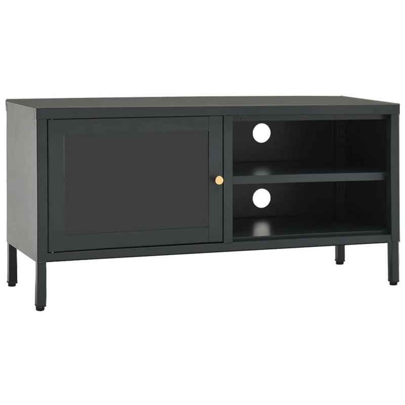 Tv-meubel 90x30x44 cm staal en glas antracietkleurig MeubelReus
