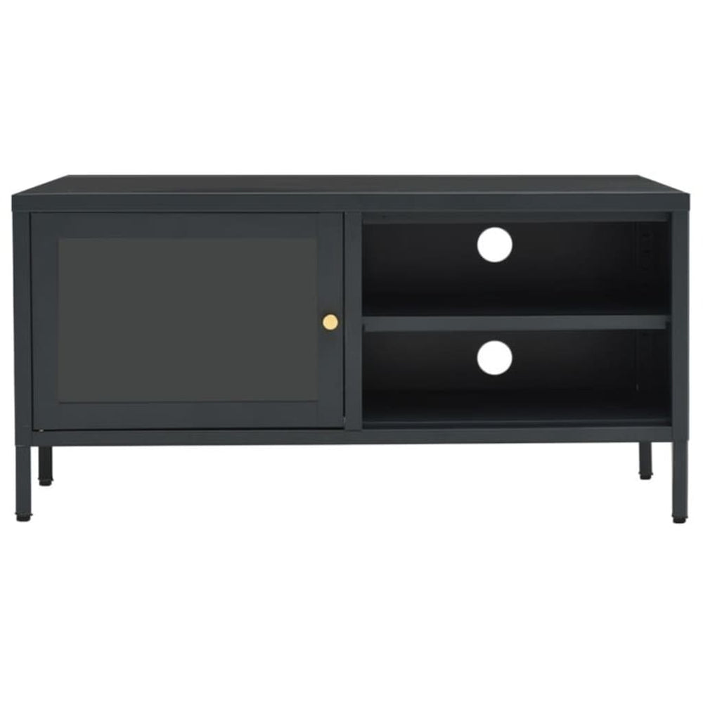 Tv-meubel 90x30x44 cm staal en glas antracietkleurig MeubelReus
