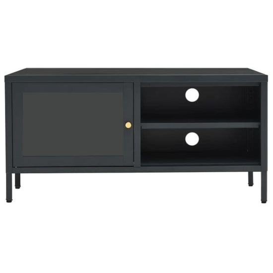 Tv-meubel 90x30x44 cm staal en glas antracietkleurig MeubelReus