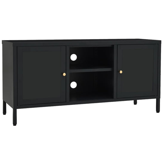 Tv-meubel 105x35x52 cm staal en glas zwart MeubelReus
