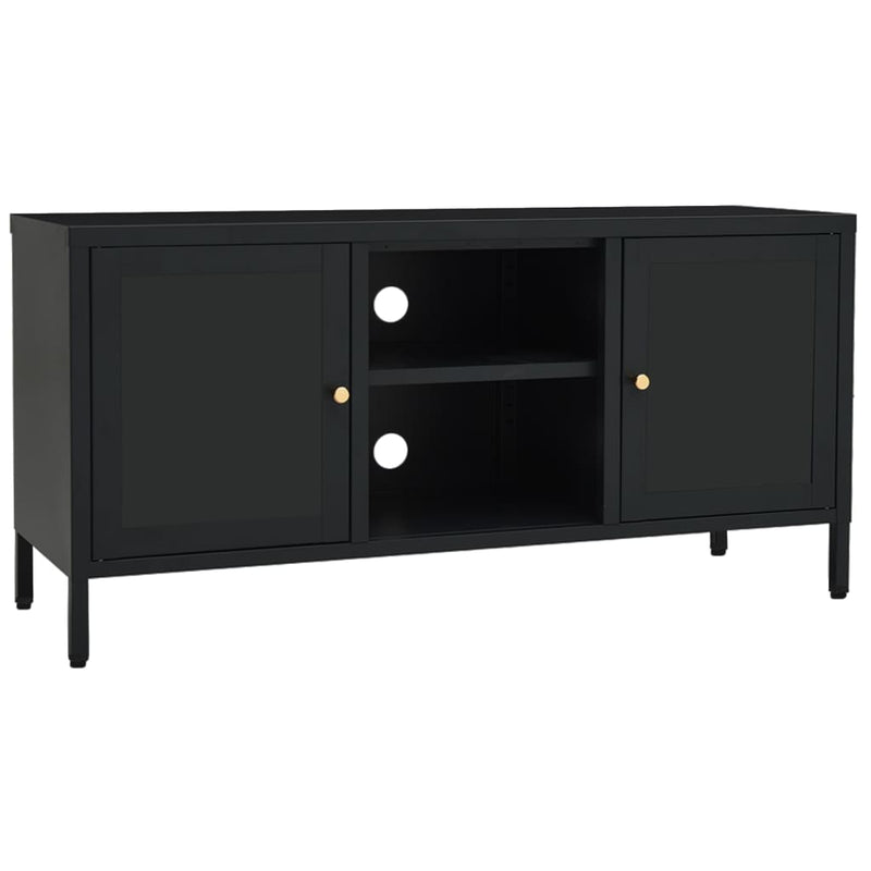 Tv-meubel 105x35x52 cm staal en glas zwart MeubelReus
