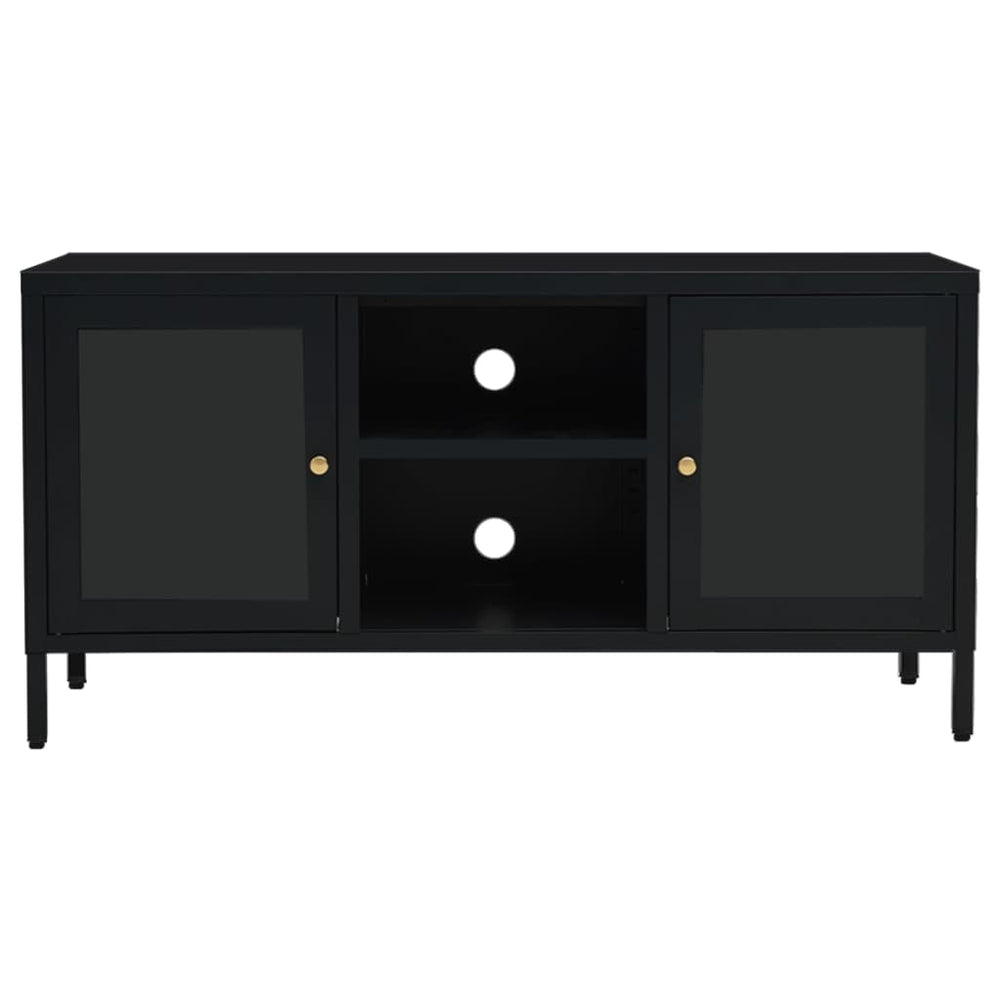 Tv-meubel 105x35x52 cm staal en glas zwart MeubelReus