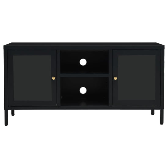 Tv-meubel 105x35x52 cm staal en glas zwart MeubelReus