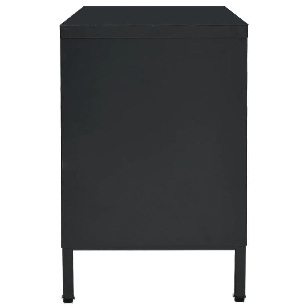 Tv-meubel 105x35x52 cm staal en glas zwart MeubelReus