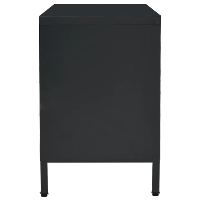 Tv-meubel 105x35x52 cm staal en glas zwart MeubelReus