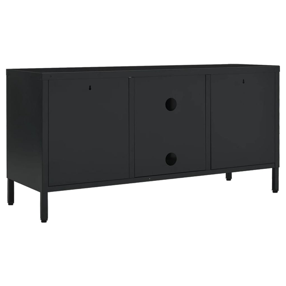 Tv-meubel 105x35x52 cm staal en glas zwart MeubelReus