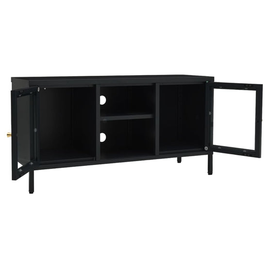 Tv-meubel 105x35x52 cm staal en glas zwart MeubelReus