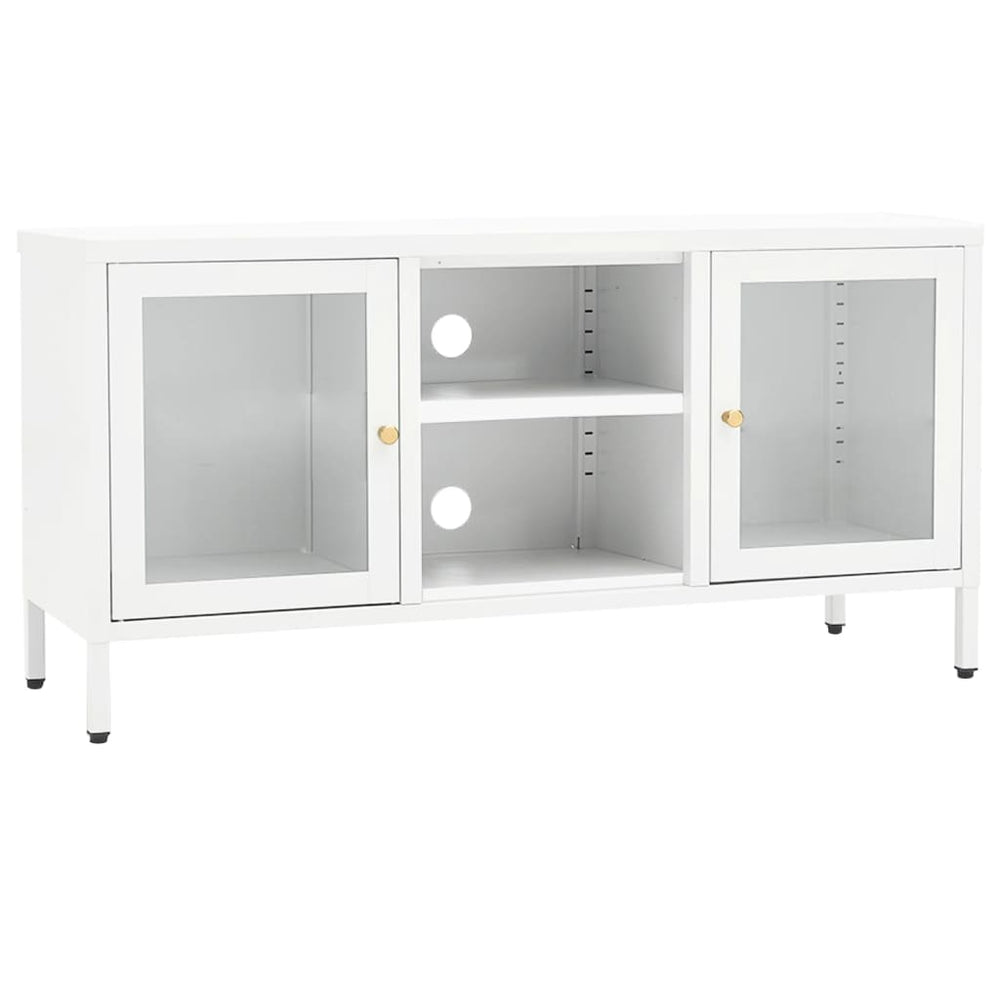 Tv-meubel 105x35x52 cm staal en glas wit MeubelReus