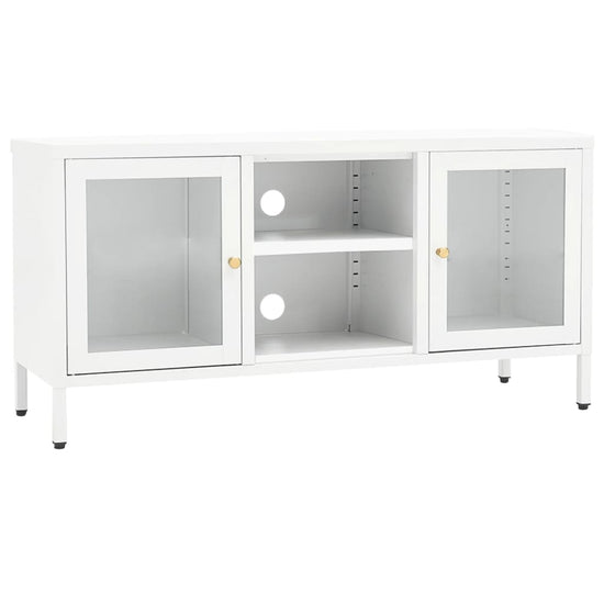 Tv-meubel 105x35x52 cm staal en glas wit MeubelReus