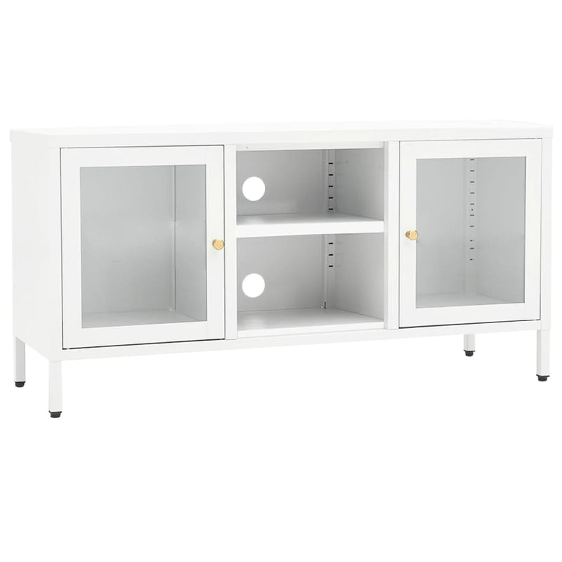 Tv-meubel 105x35x52 cm staal en glas wit MeubelReus