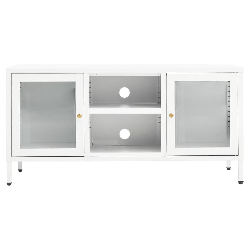 Tv-meubel 105x35x52 cm staal en glas wit MeubelReus