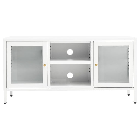 Tv-meubel 105x35x52 cm staal en glas wit MeubelReus