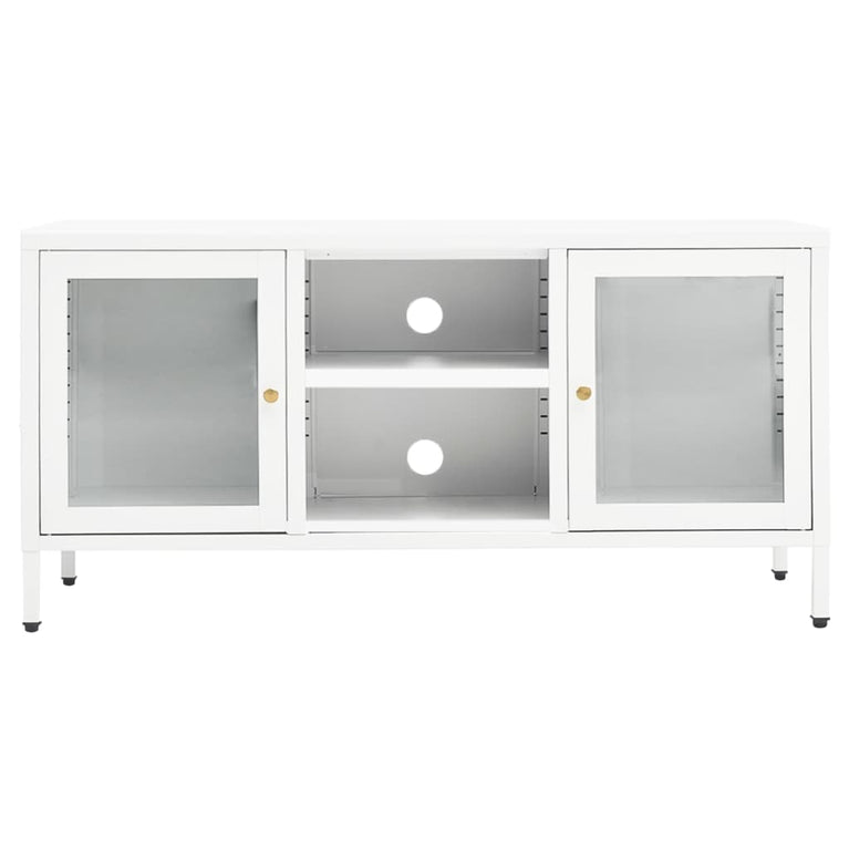Tv-meubel 105x35x52 cm staal en glas wit MeubelReus