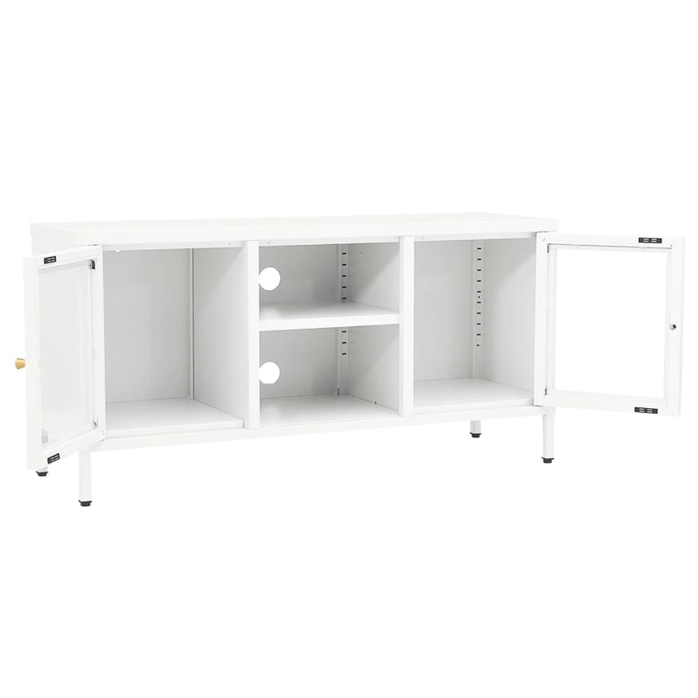 Tv-meubel 105x35x52 cm staal en glas wit MeubelReus