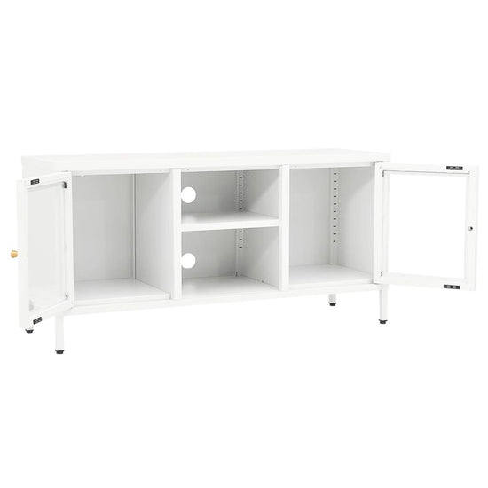 Tv-meubel 105x35x52 cm staal en glas wit MeubelReus