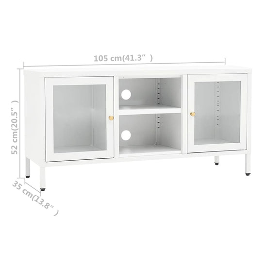 Tv-meubel 105x35x52 cm staal en glas wit MeubelReus