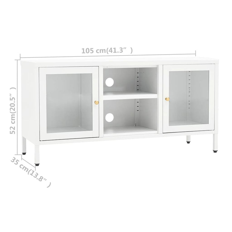 Tv-meubel 105x35x52 cm staal en glas wit MeubelReus