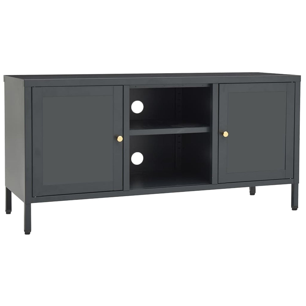 Tv-meubel 105x35x52 cm staal en glas antracietkleurig MeubelReus