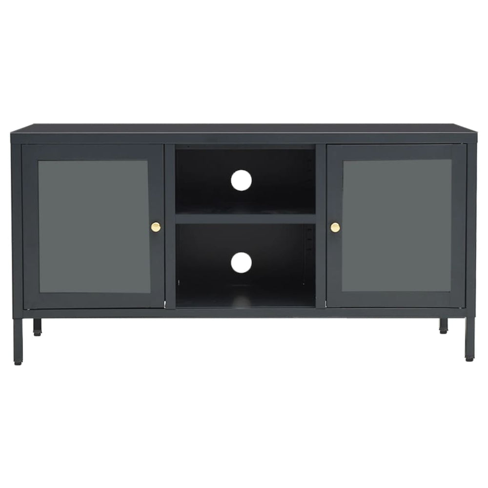 Tv-meubel 105x35x52 cm staal en glas antracietkleurig MeubelReus