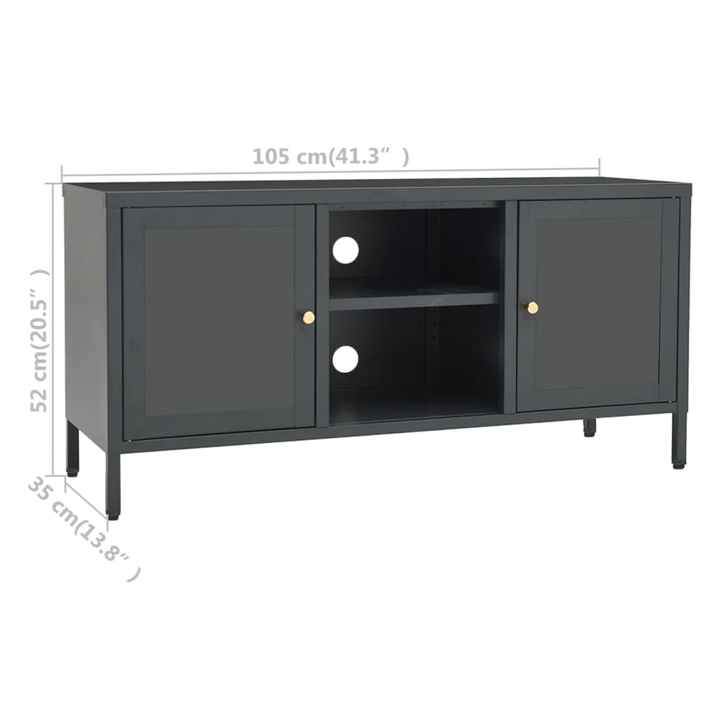 Tv-meubel 105x35x52 cm staal en glas antracietkleurig MeubelReus