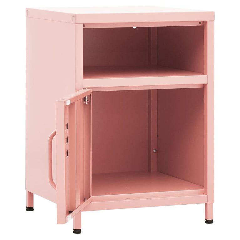 Nachtkastje 35x35x51 cm staal roze