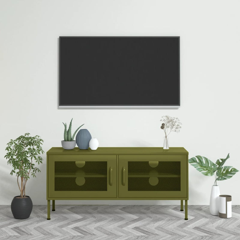 Tv-meubel 105x35x50 cm staal olijfgroen MeubelReus